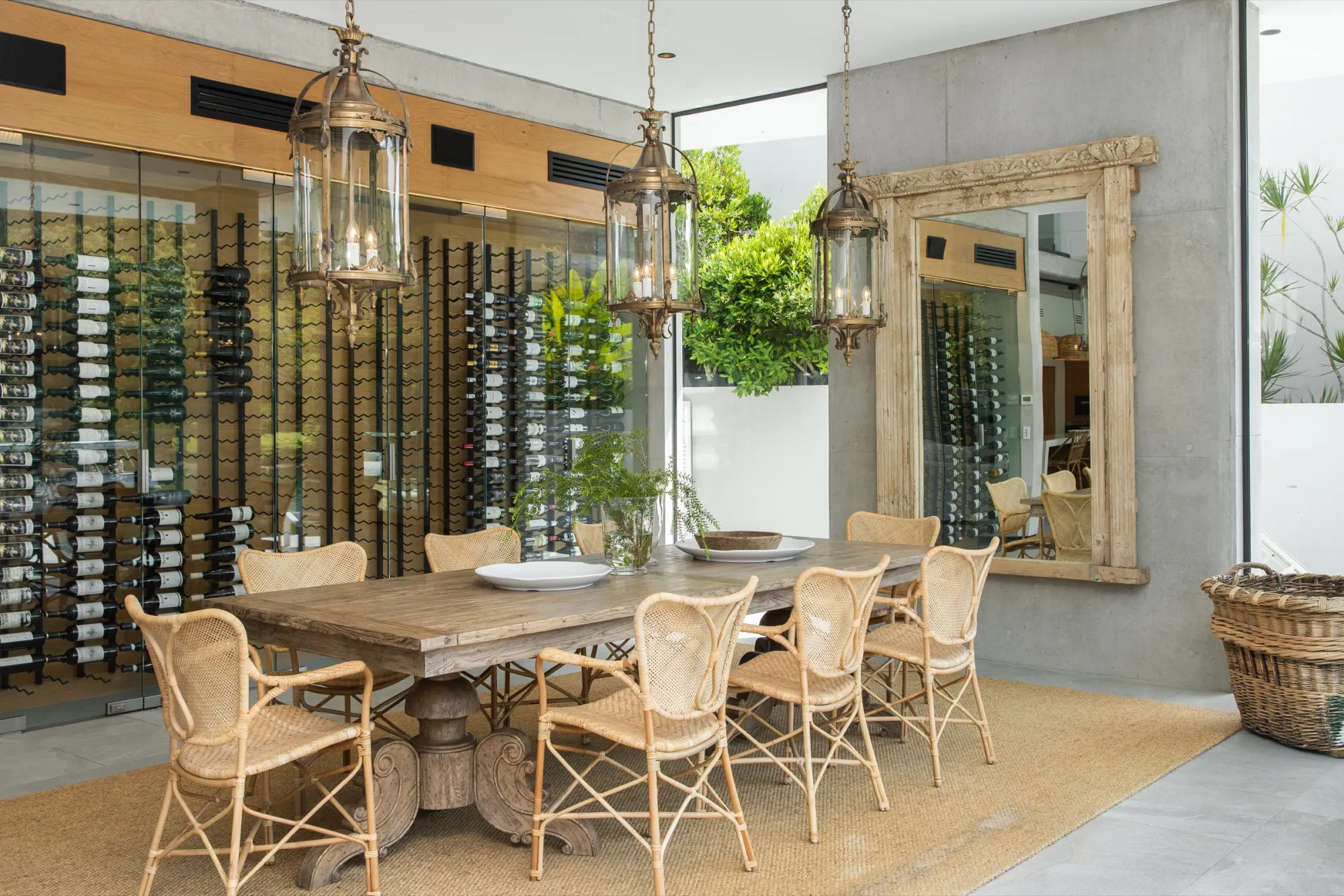 Dining area and marble kitchen