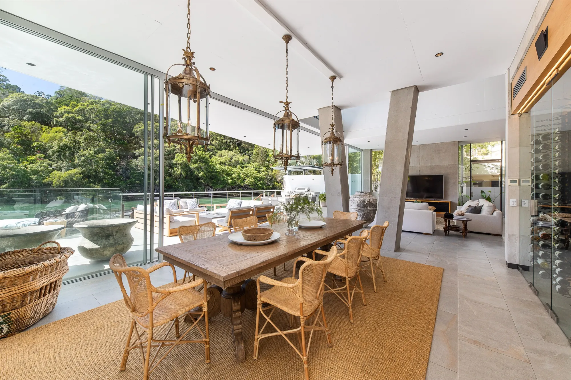 Open-plan living area with river views