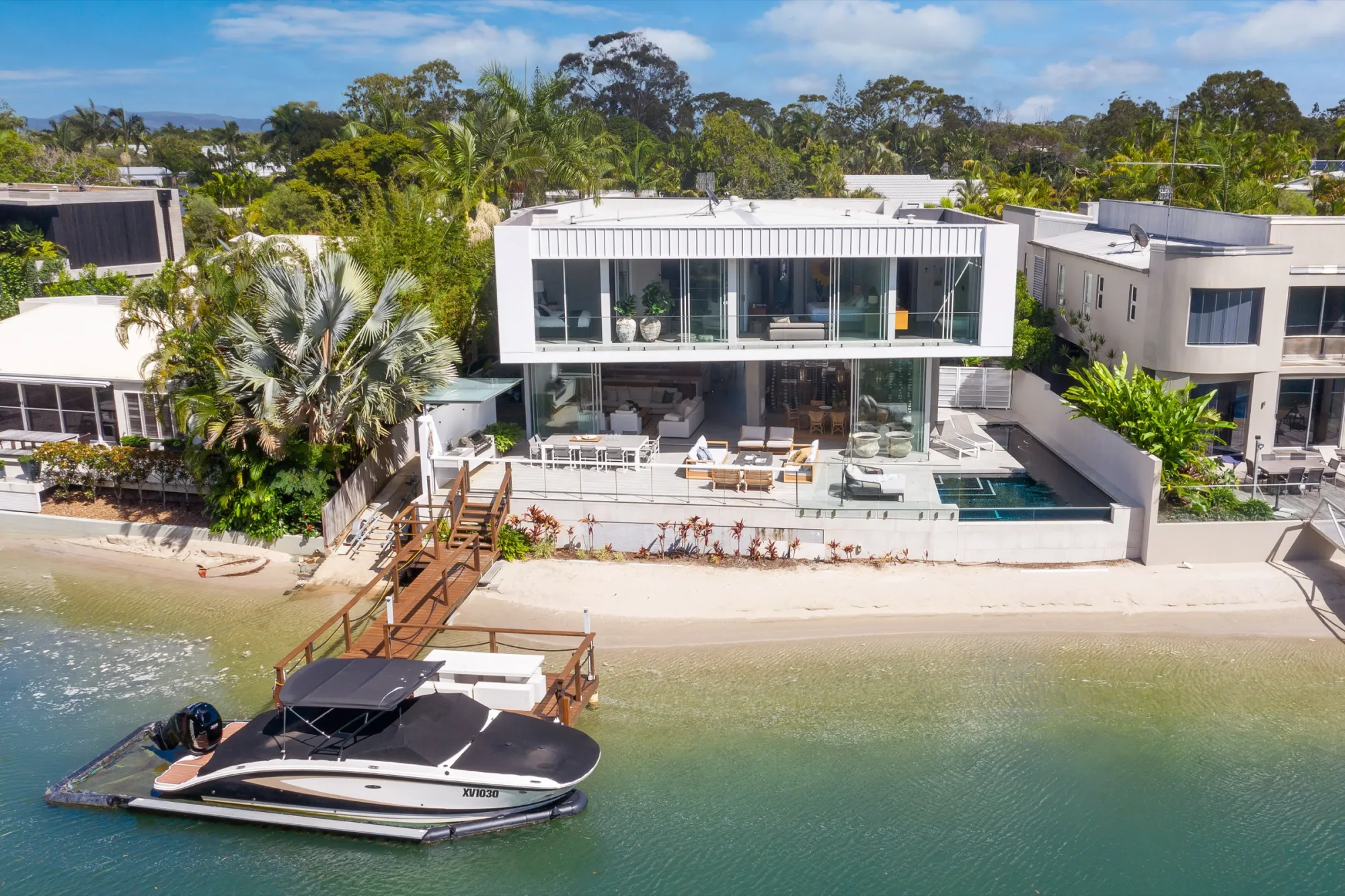 Rear waterfront garden and Noosa River views from Witta Circle